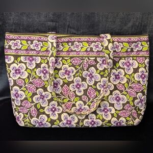 RETIRED Vera Bradley Large Tote Bag Plum Petal , Magnetic Close 17"x10.5"x4"